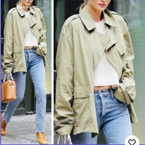 Christopher & banks! Light metallic green! Velvety soft jacket! L sz